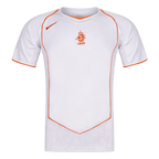 Men Retro Fan Version 2004 Netherlands Away Soccer Jersey Short Sleeve White