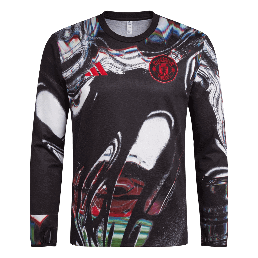 Manchester United Pre-Match Long Sleeve Soccer Jersey 25/26 Black