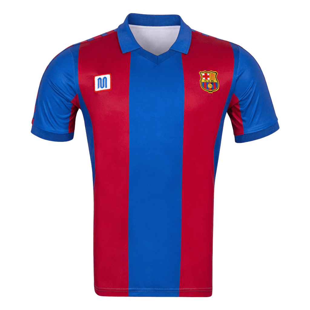 Men Retro Fan Version 80/82 Barcelona Home Soccer Jersey Short Sleeve Blue&Garnet