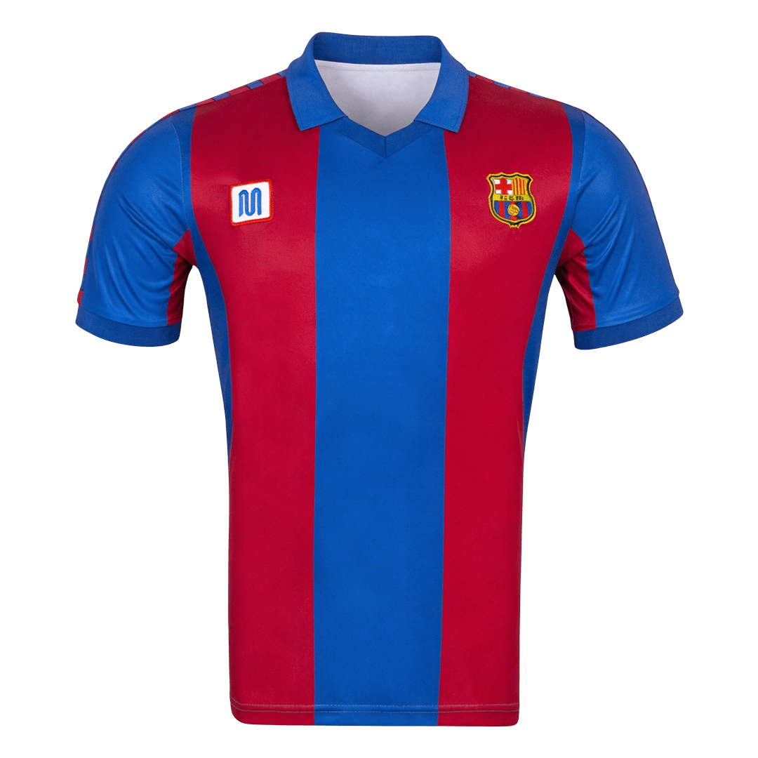 Men Retro Fan Version 80/82 Barcelona Home Soccer Jersey Short Sleeve Blue&Garnet