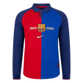 Men Retro Fan Version 99/00 Barcelona Soccer Jersey Special Long Sleeve Red