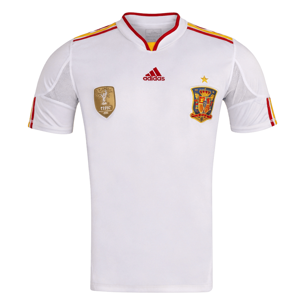 Men Retro Fan Version 10/12 Spain Away Soccer Jersey Short Sleeve White