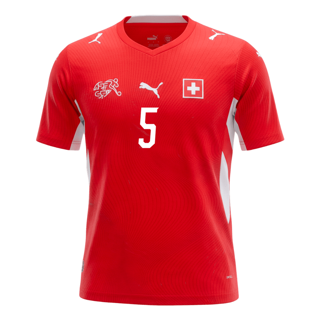 AKANJI #5 Switzerland Home Soccer Jersey World Cup 2026 Red