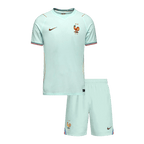 Kid's France Away Soccer Jersey Kit(Jersey+Shorts) World Cup 2026 Mint Green