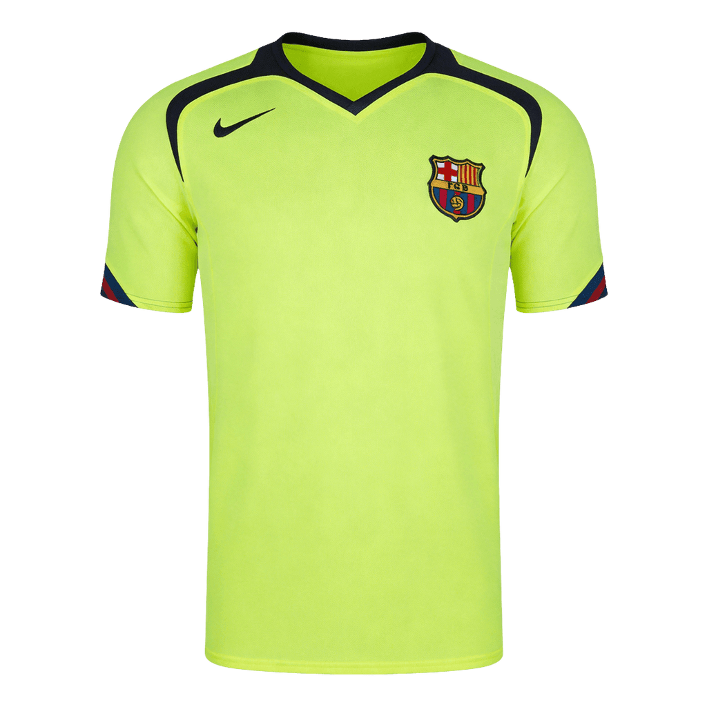 Men Retro Fan Version 05/06 Barcelona Away Soccer Jersey Short Sleeve Neon Green