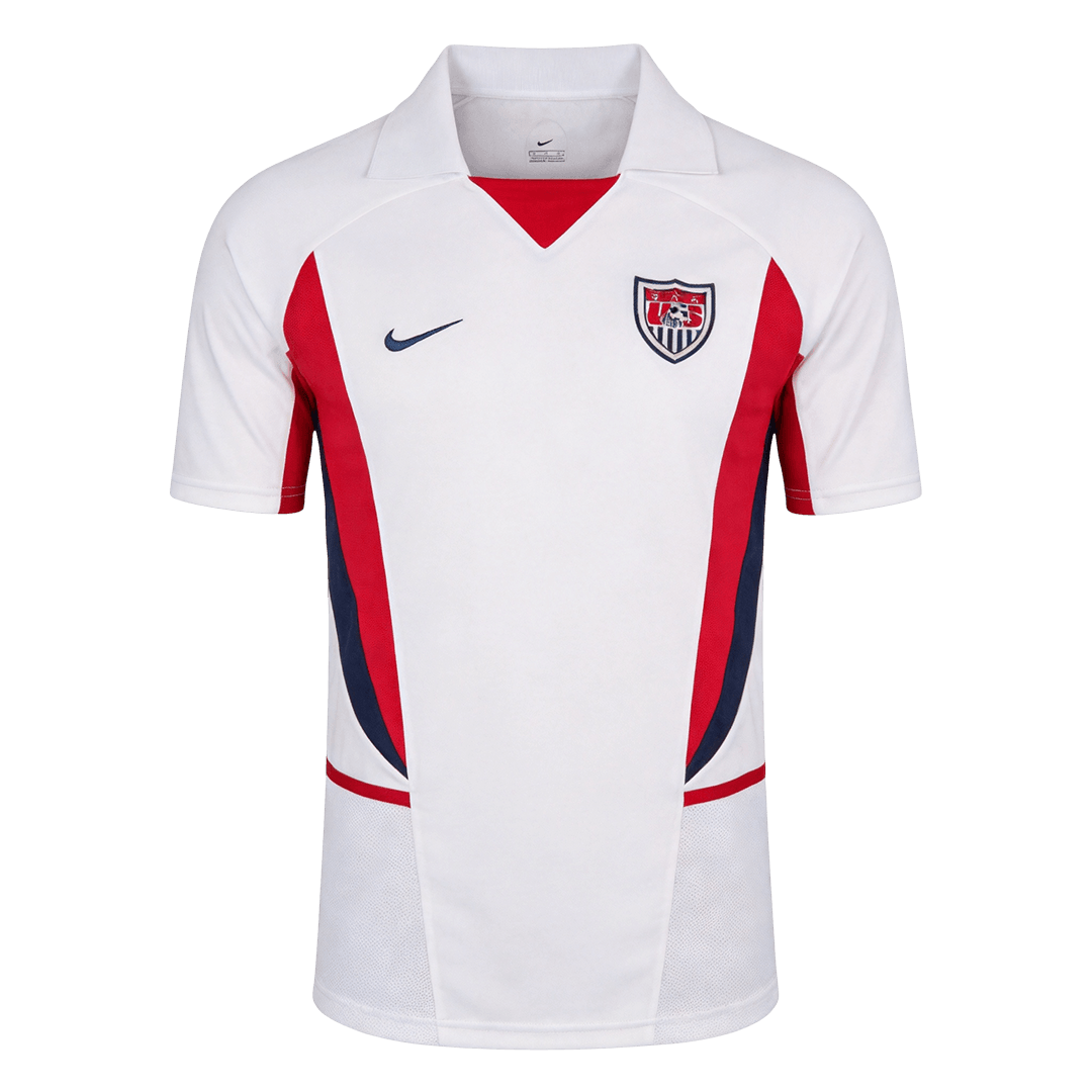 Men Retro Fan Version 2002 United States Home Soccer Jersey Short Sleeve White