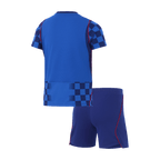 Kids Fan Croatia Away Soccer Jersey Kit (Jersey+Shorts) World Cup 2026 Blue