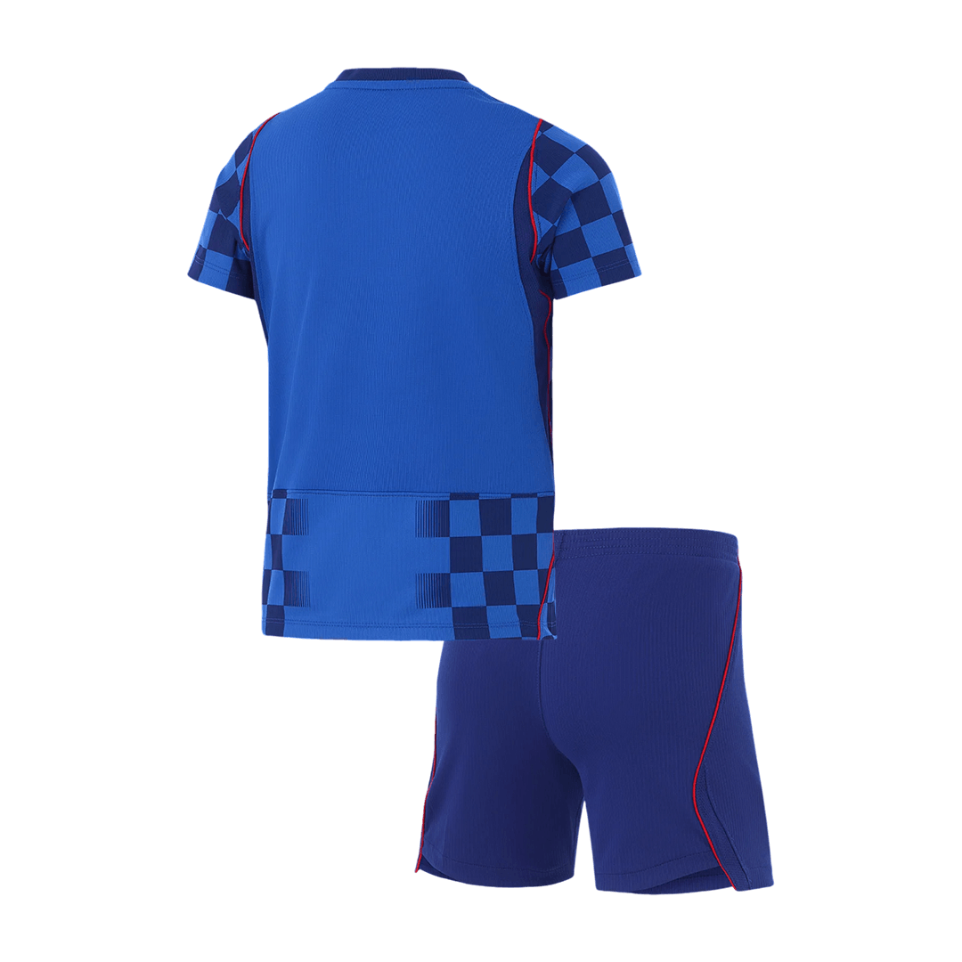 Kids Fan Croatia Away Soccer Jersey Kit (Jersey+Shorts) World Cup 2026 Blue