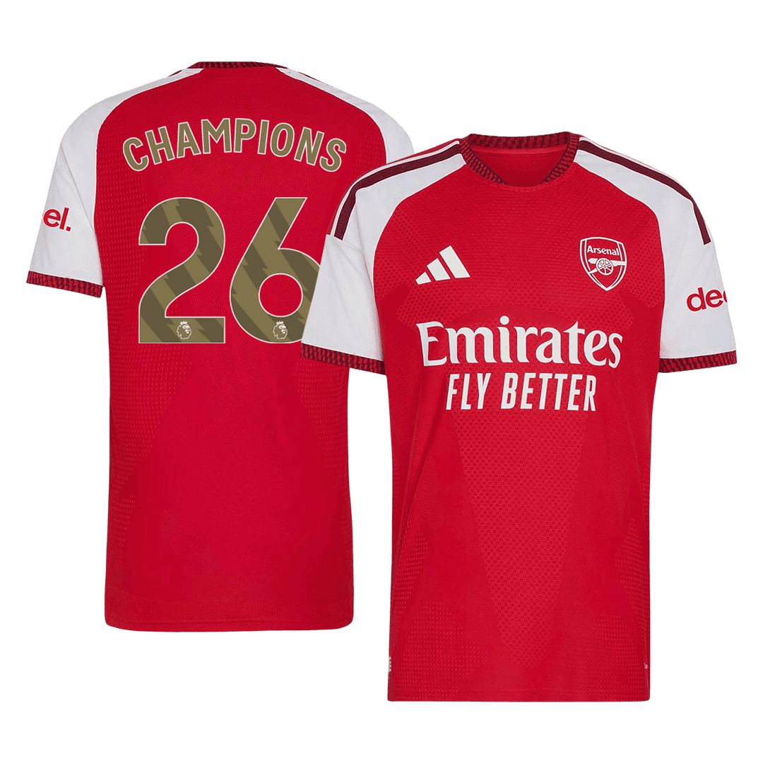CHAMPIONS #26 Player Version Arsenal Premier League Champions Home Soccer Jersey 2026/27 Red