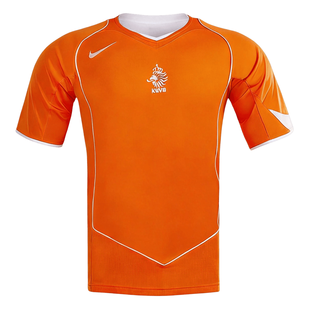 Men Retro Fan Version 2004 Netherlands Home Soccer Jersey Short Sleeve Orange