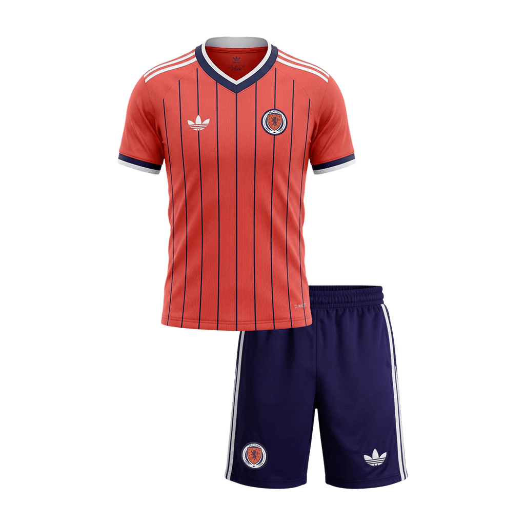 Kid's Scotland Away Soccer Jersey Kit(Jersey+Shorts) World Cup 2026 Coral