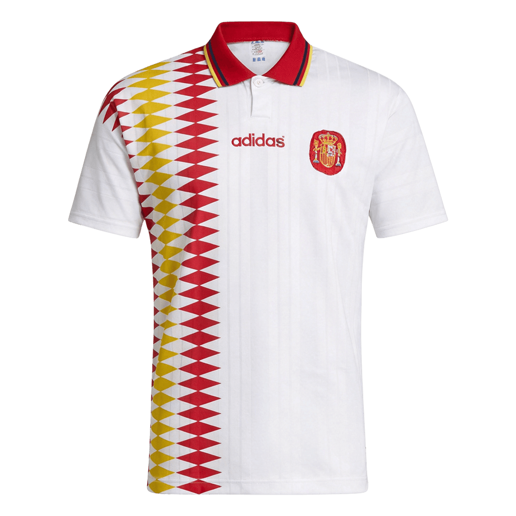 Men Retro Fan Version 1994 Spain Away Soccer Jersey White