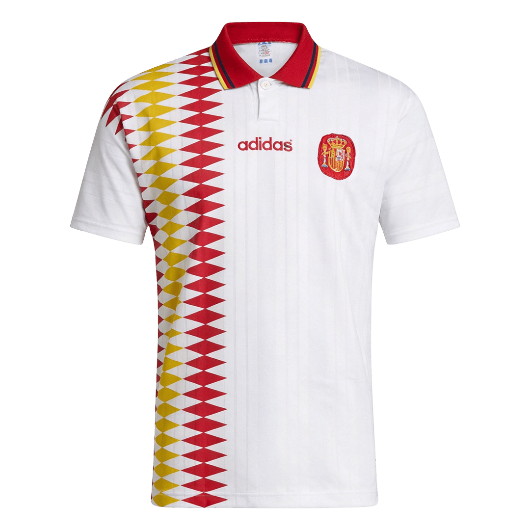 Men Retro Fan Version 1994 Spain Away Soccer Jersey White