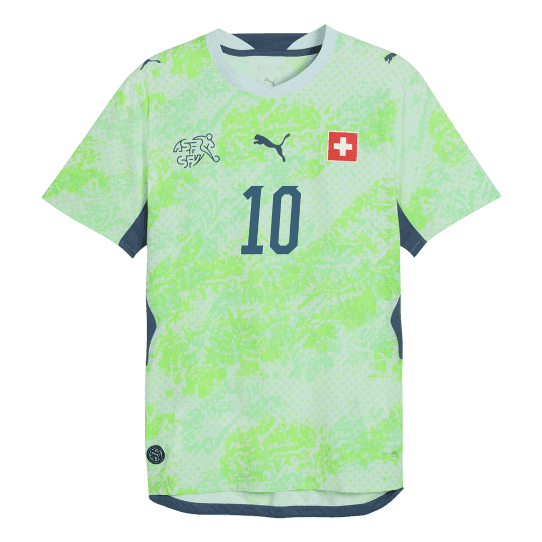 XHAKA #10 Switzerland Away Soccer Jersey World Cup 2026 Green