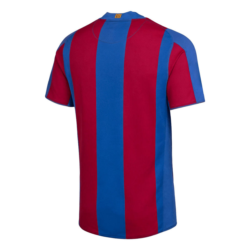 Men Retro Fan Version 07/08 Barcelona Home Soccer Jersey Short Sleeve Blue&Garnet
