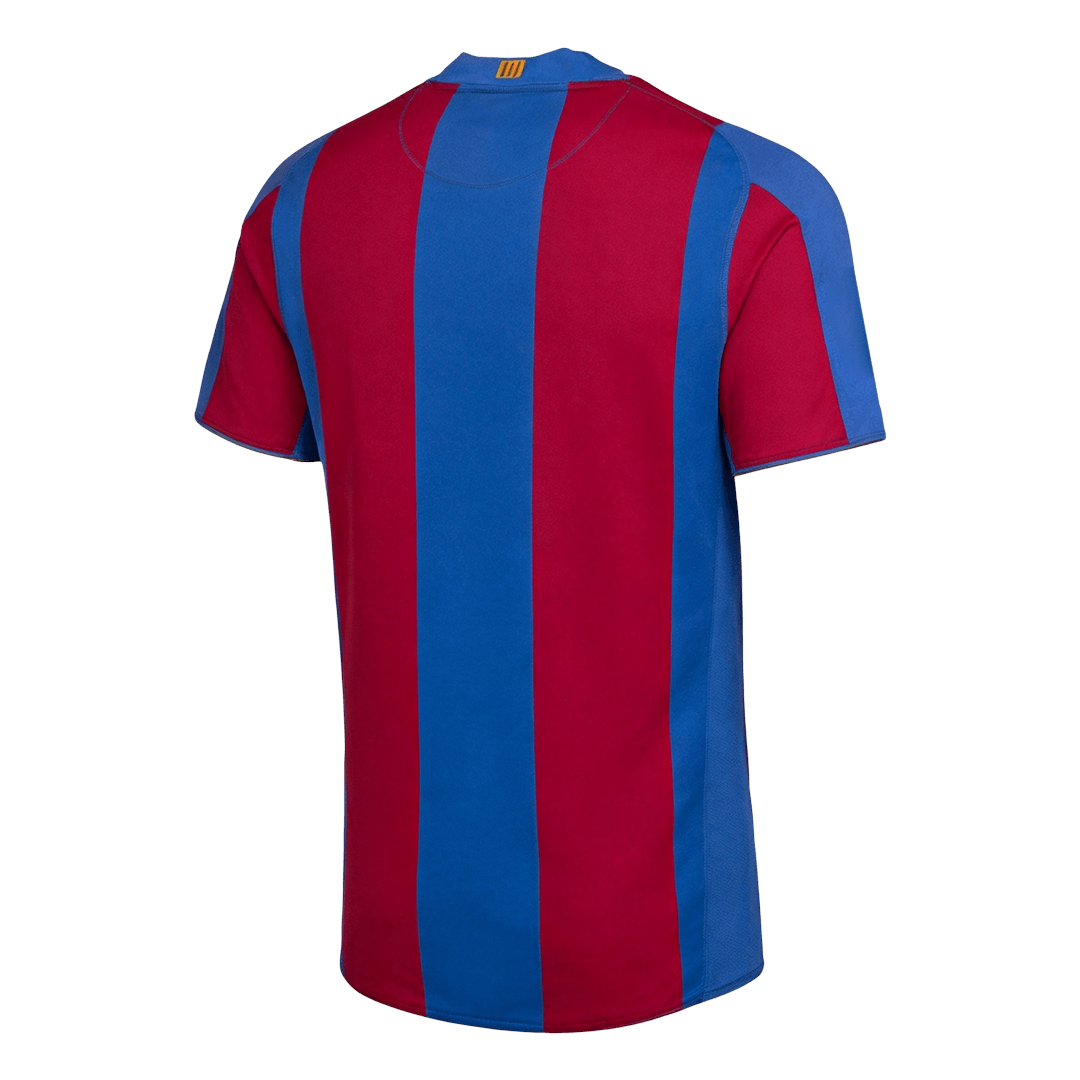 Men Retro Fan Version 07/08 Barcelona Home Soccer Jersey Short Sleeve Blue&Garnet