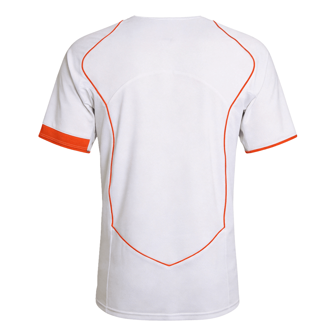 Men Retro Fan Version 2004 Netherlands Away Soccer Jersey Short Sleeve White