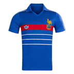 Men Retro Fan Version 1984 France Home Soccer Jersey Short Sleeve Blue