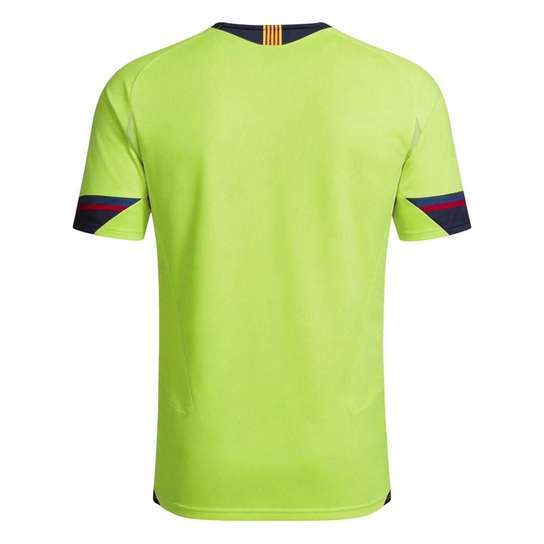 Men Retro Fan Version 05/06 Barcelona Away Soccer Jersey Short Sleeve Neon Green
