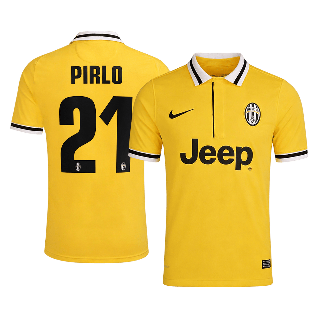 PIRLO #21 Retro Juventus Away Soccer Jersey 2013/14 Yellow