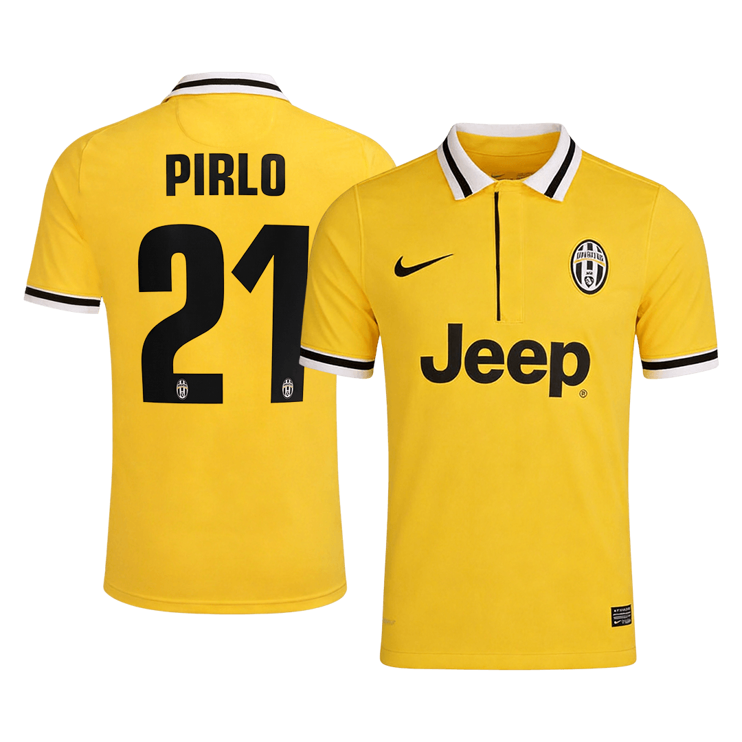 PIRLO #21 Retro Juventus Away Soccer Jersey 2013/14 Yellow