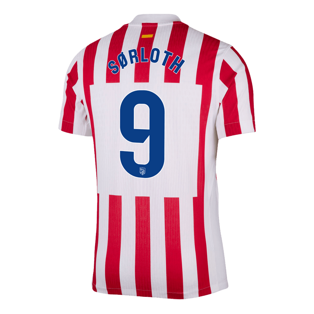 SØRLOTH #9 Player Version  Atletico Madridl Home Soccer Jersey 25/26 Red&White
