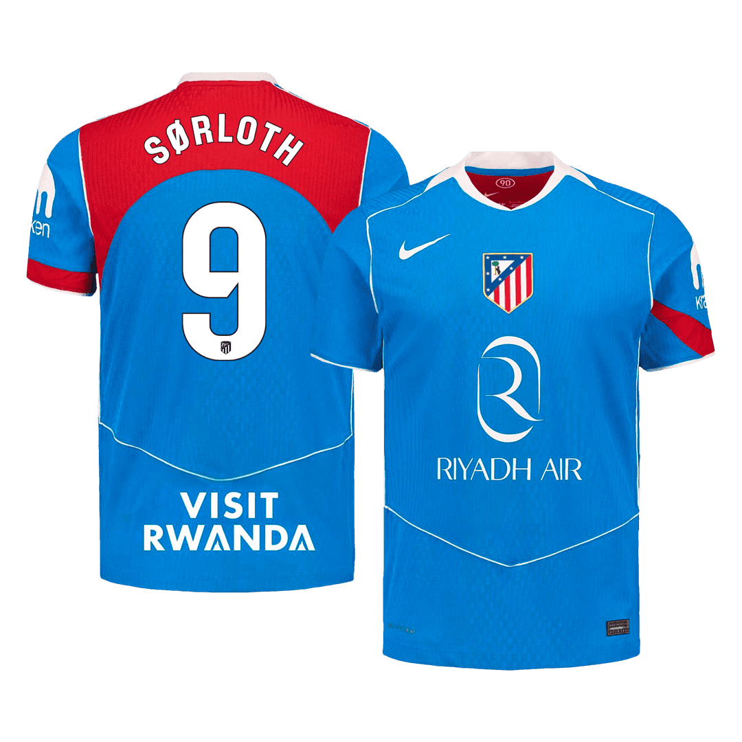 SØRLOTH #9 Player Version Madridl Third Soccer Jersey 25/26 Blue