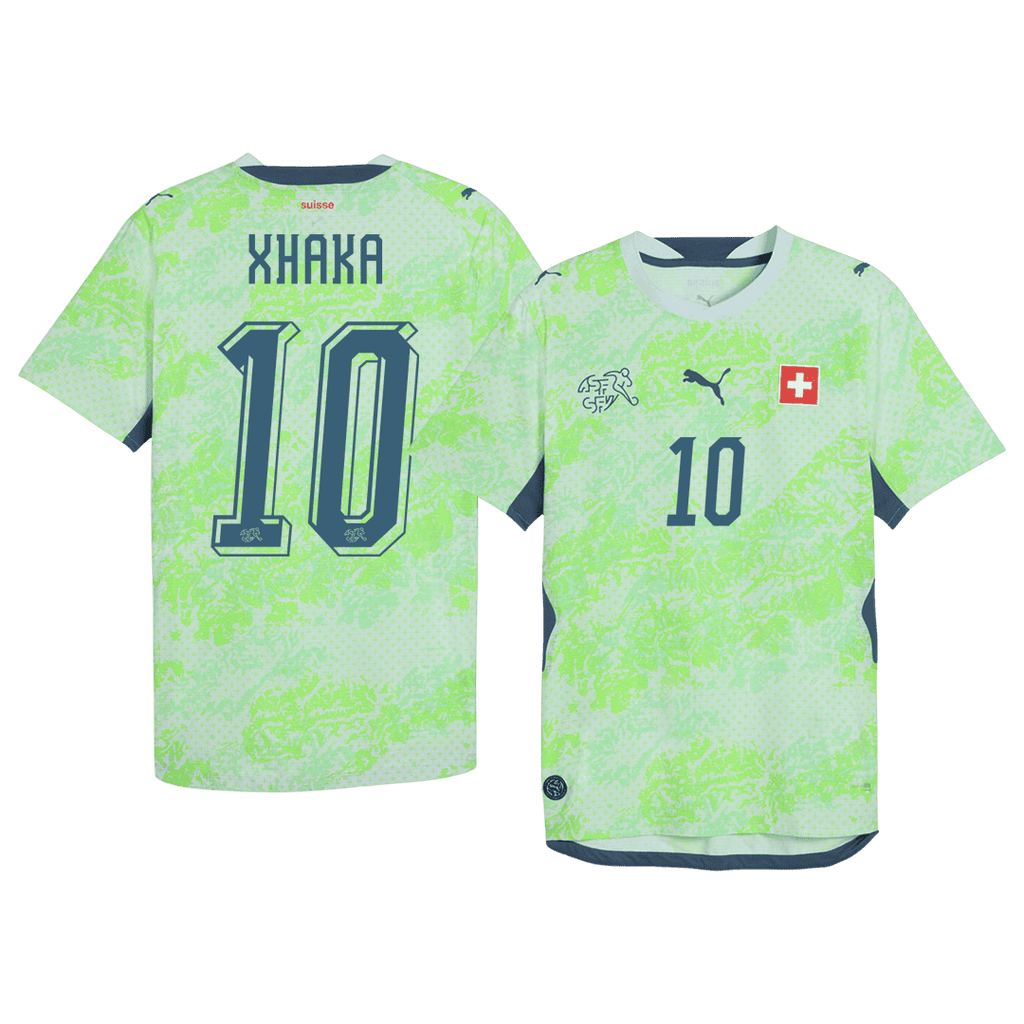 XHAKA #10 Switzerland Away Soccer Jersey World Cup 2026 Green