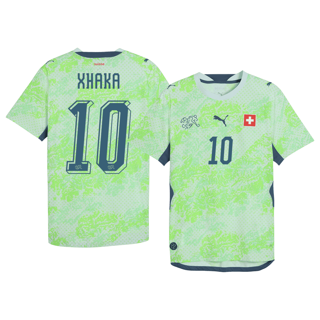 XHAKA #10 Switzerland Away Soccer Jersey World Cup 2026 Green