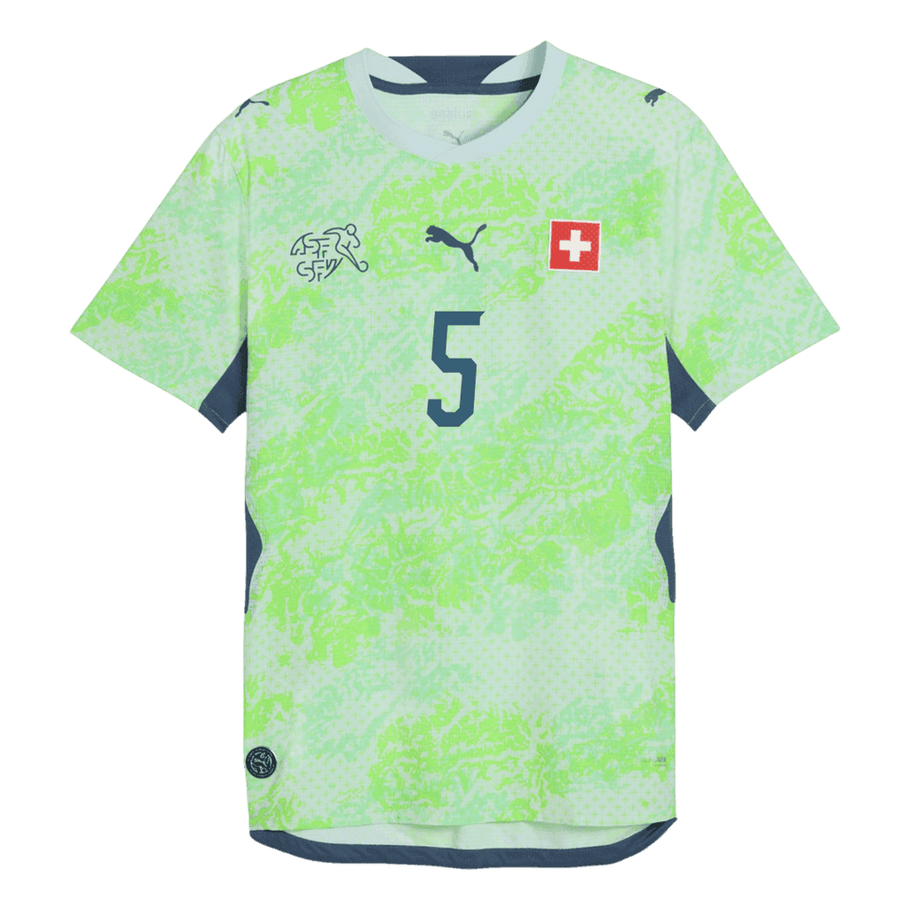 AKANJI #5 Switzerland Away Soccer Jersey World Cup 2026 Green