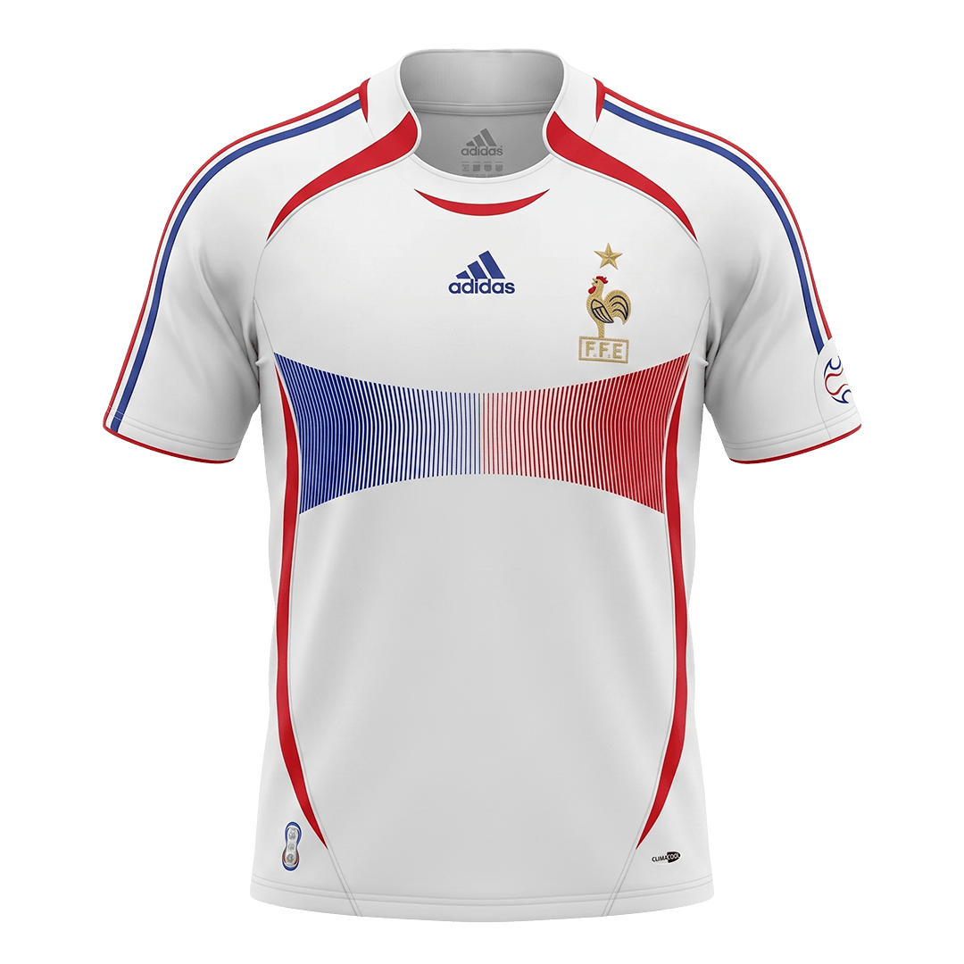Men Retro Fan Version 2006 France Away Soccer Jersey Short Sleeve  White