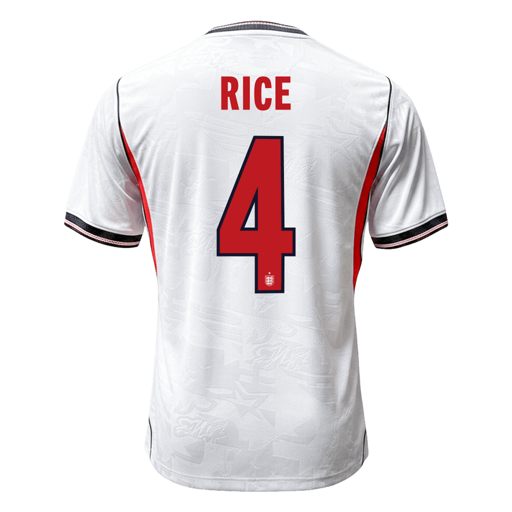 RICE #4 Player Version England Home Soccer Jersey World Cup 2026 White