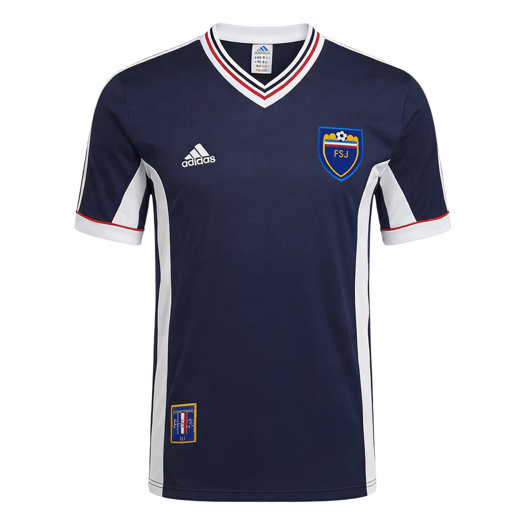 Men Retro Fan Version Yugoslavia Home Soccer Jersey World Cup 1998 Navy
