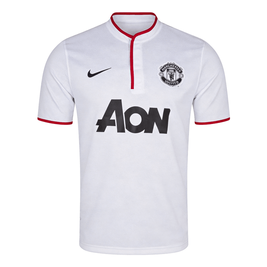 Men Retro Fan Version 13/14 Manchester United Away Soccer Jersey White