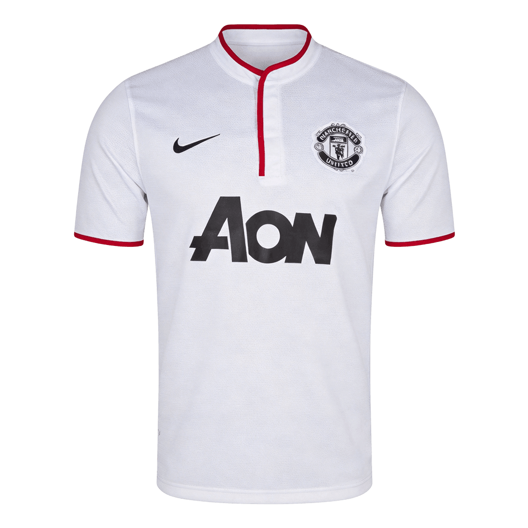 Men Retro Fan Version 13/14 Manchester United Away Soccer Jersey White