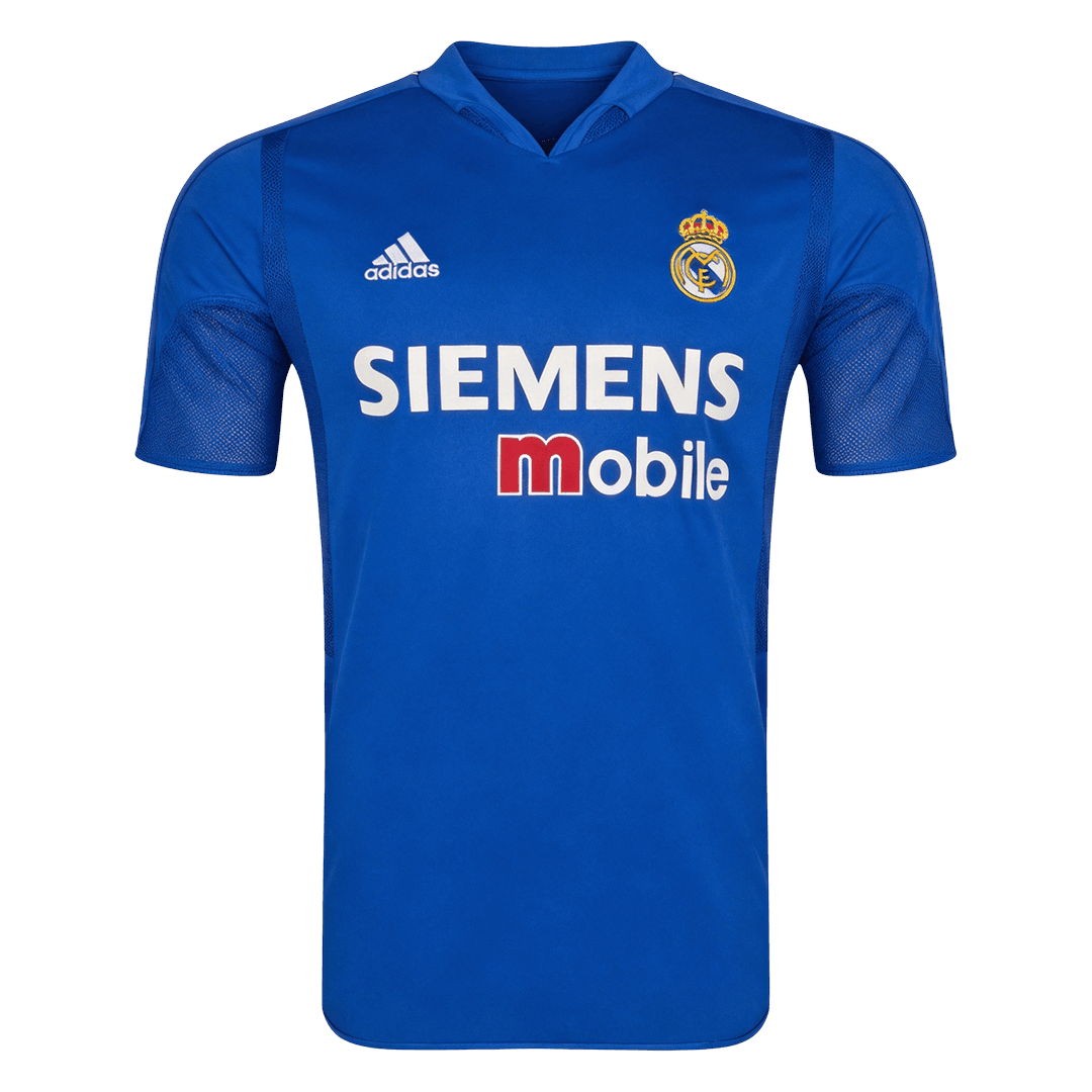 Men Retro Fan Version 04/05 Real Mardid Away Soccer Jersey Short Sleeve Blue