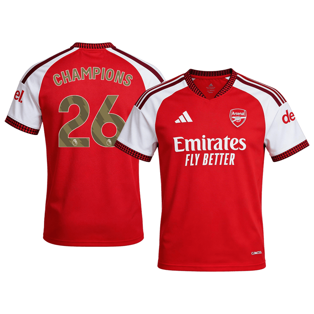 CHAMPIONS #26 Arsenal Premier League Champions Home Soccer Jersey 2026/27 Red