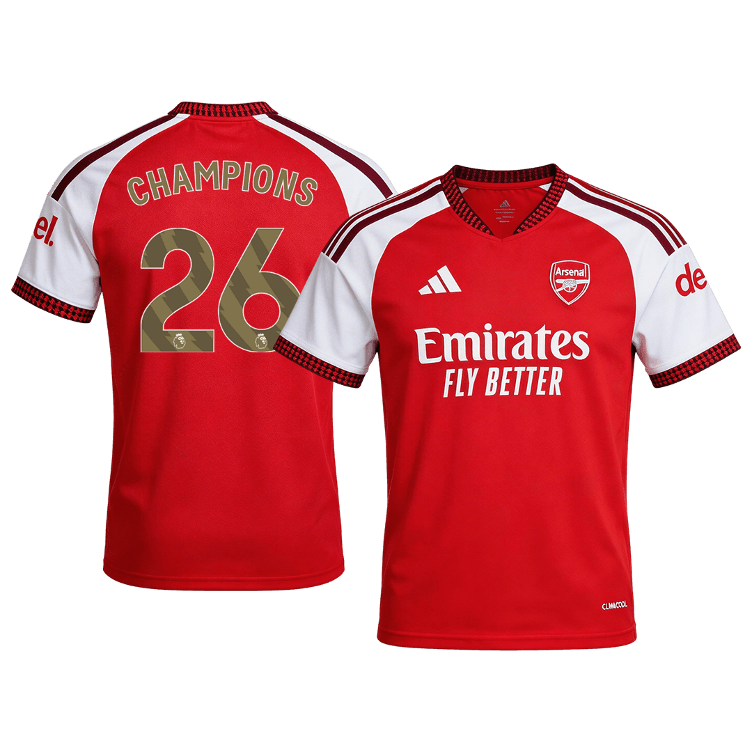CHAMPIONS #26 Arsenal Premier League Champions Home Soccer Jersey 2026/27 Red