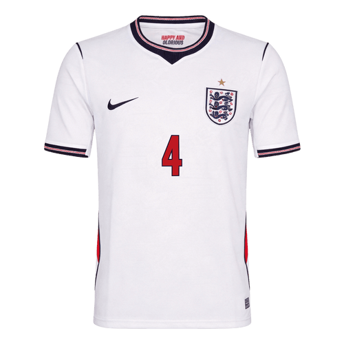 RICE #4 England Home Soccer Jersey World Cup 2026 White