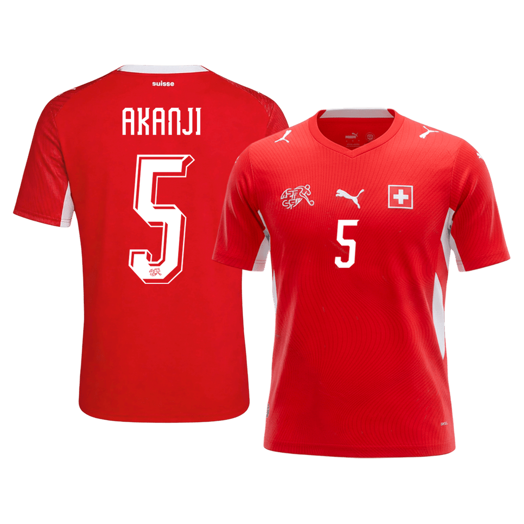 AKANJI #5 Switzerland Home Soccer Jersey World Cup 2026 Red
