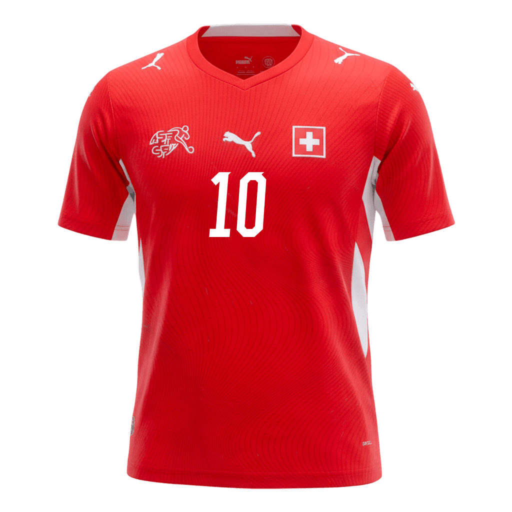 XHAKA #10 Switzerland Home Soccer Jersey World Cup 2026 Red