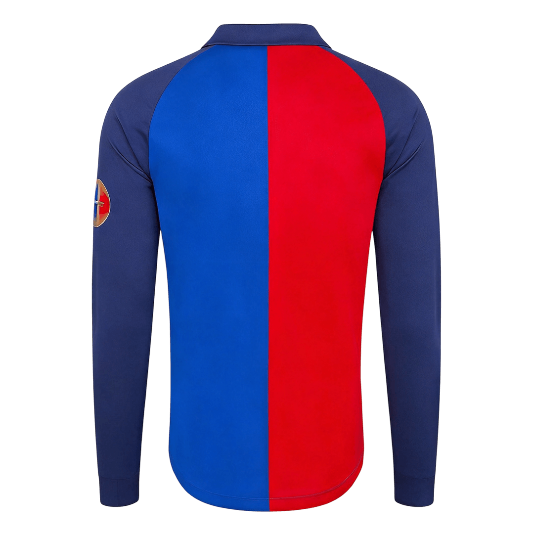 Men Retro Fan Version 99/00 Barcelona Soccer Jersey Special Long Sleeve Red