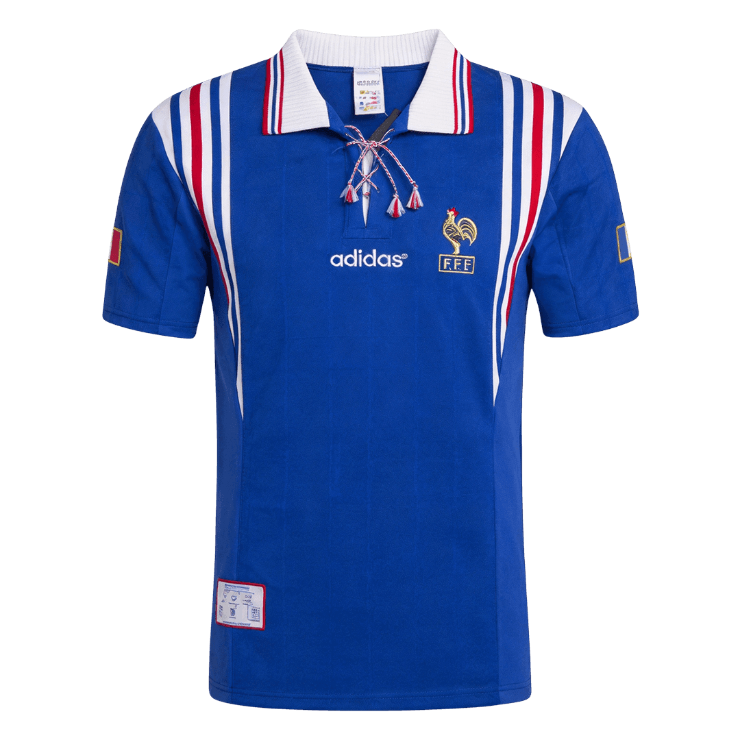 Men Retro Fan Version 1996 France Home Soccer Jersey Short Sleeve Blue