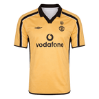 Men Retro Fan Version Manchester United Reversible Away/Third Soccer Jersey 2001/02 White&Gold