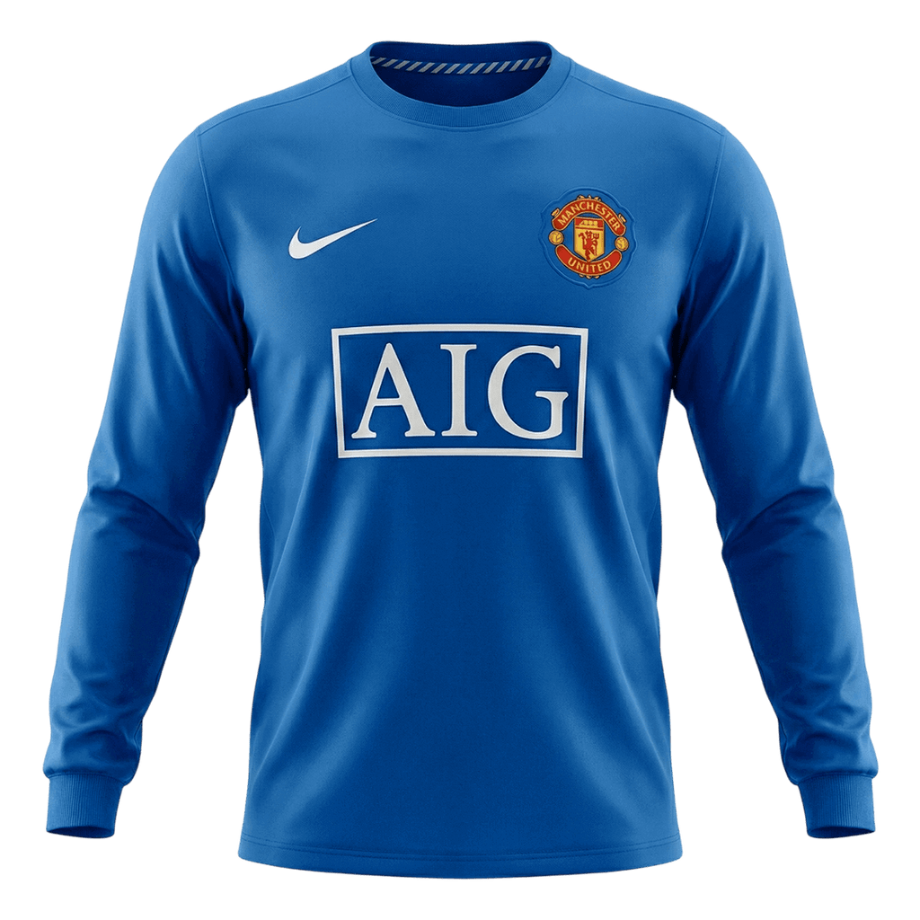 Retro 08/09 Manchester United Third Long Sleeve Jersey Blue