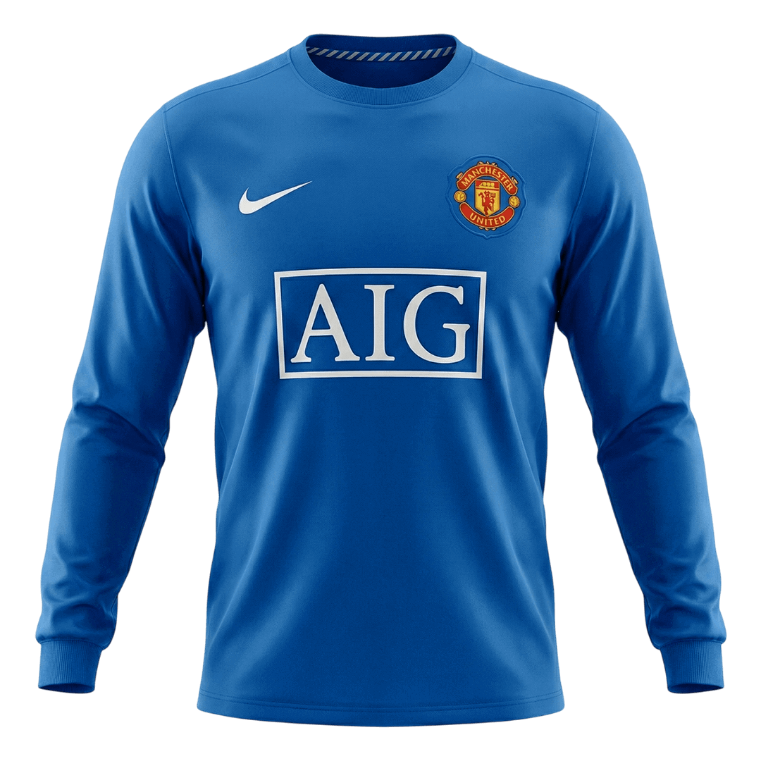 Retro 08/09 Manchester United Third Long Sleeve Jersey Blue