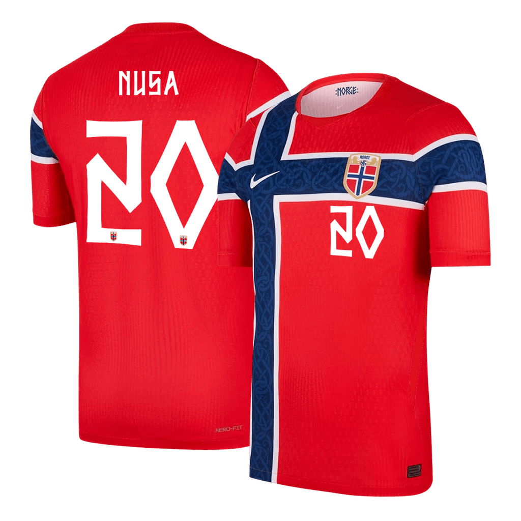 NUSA #20 Player Version Norway Home Soccer Jersey World Cup 2026 Red