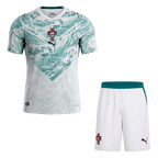 Portugal Away Soccer Jersey Kit (Jersey+Shorts) World Cup 2026 White&Green