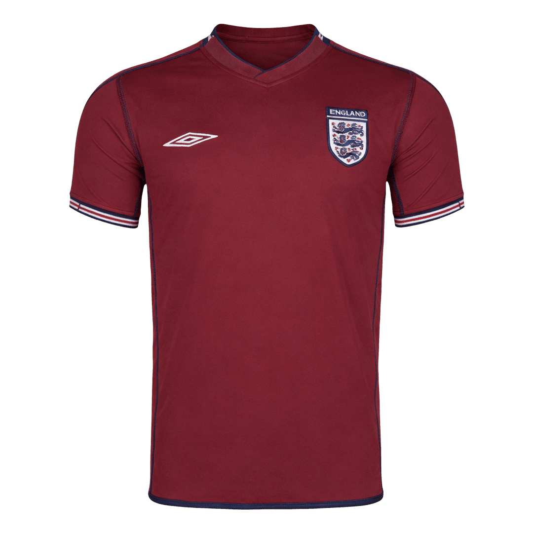 Men Retro Fan Version 2002 England Away Soccer Jersey Red