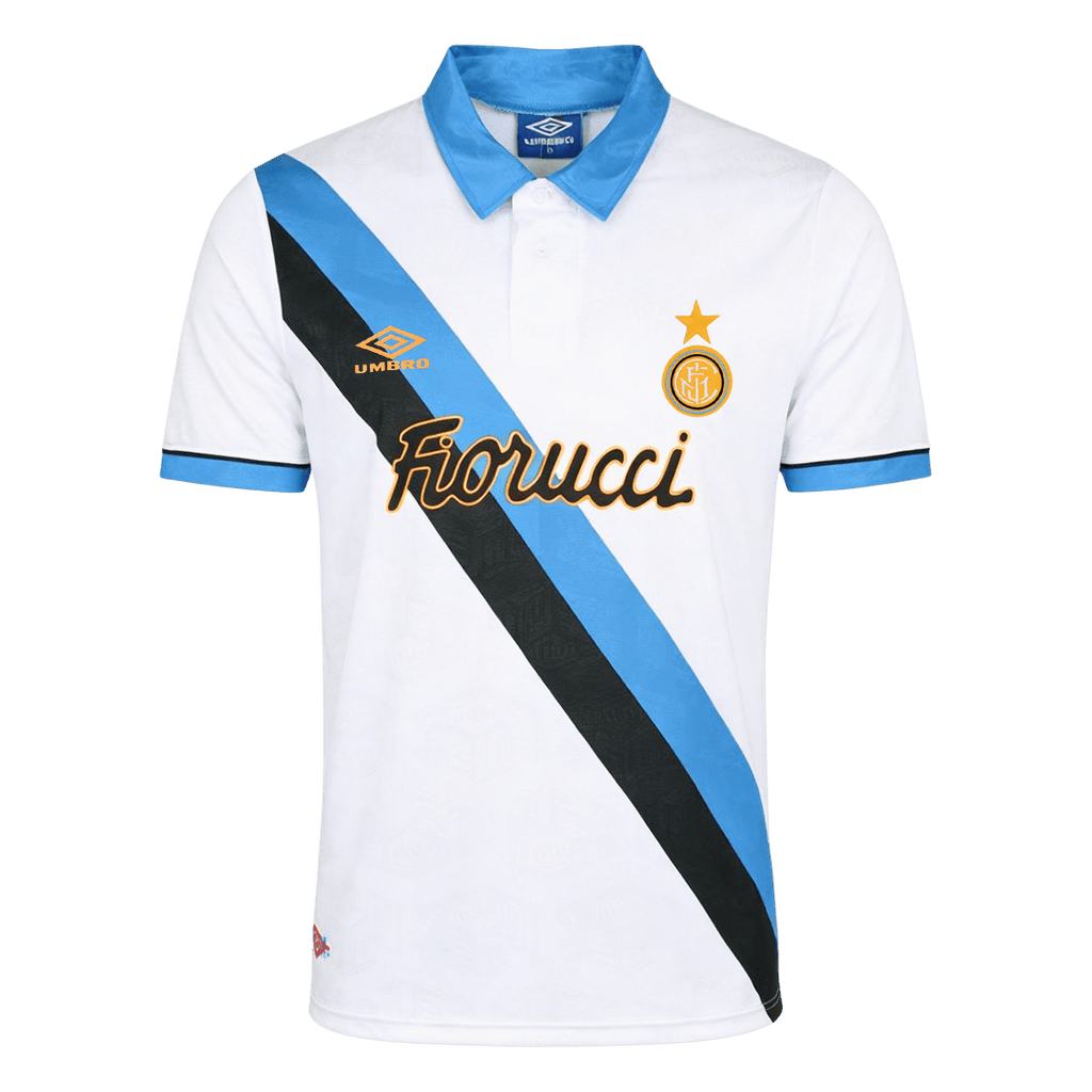 Men Retro Fan Version 94/95 Inter Milan Away Soccer Jersey Short Sleeve White